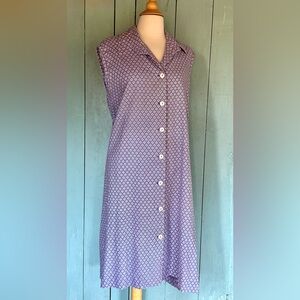 VTG 40s 50s Novelty print Cotton Day Dress Shirtwaisted Back XXL 3XL